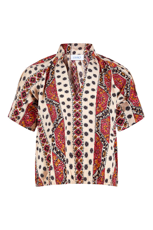Merritt Top in Crimson Mosaic