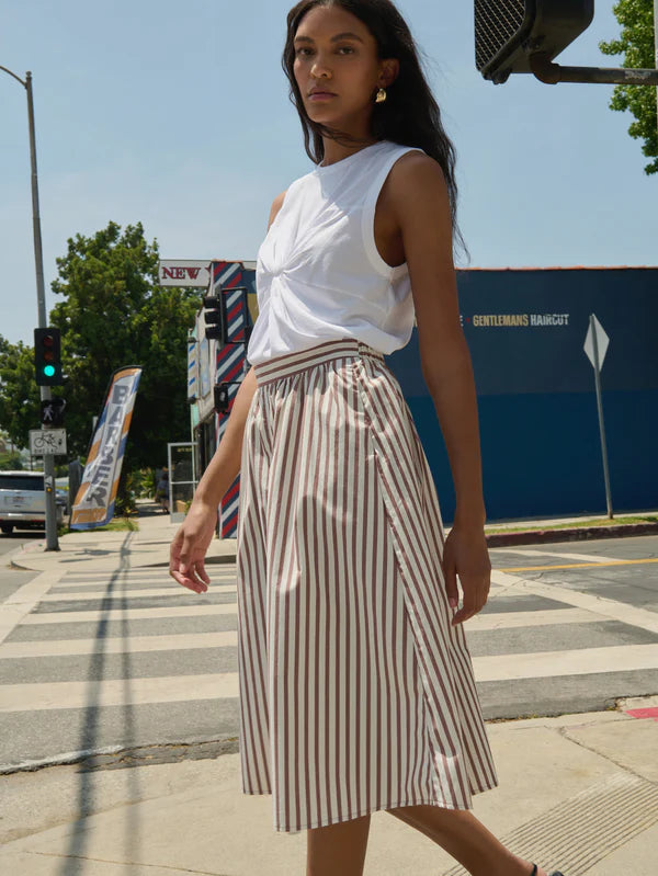 Tatiana Midi Skirt in Sable Stripe