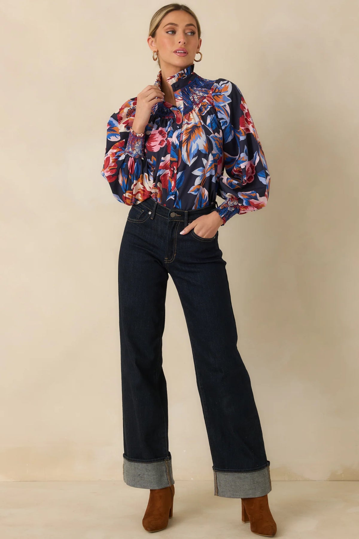 Bedford Blouse in Navy Cover Story