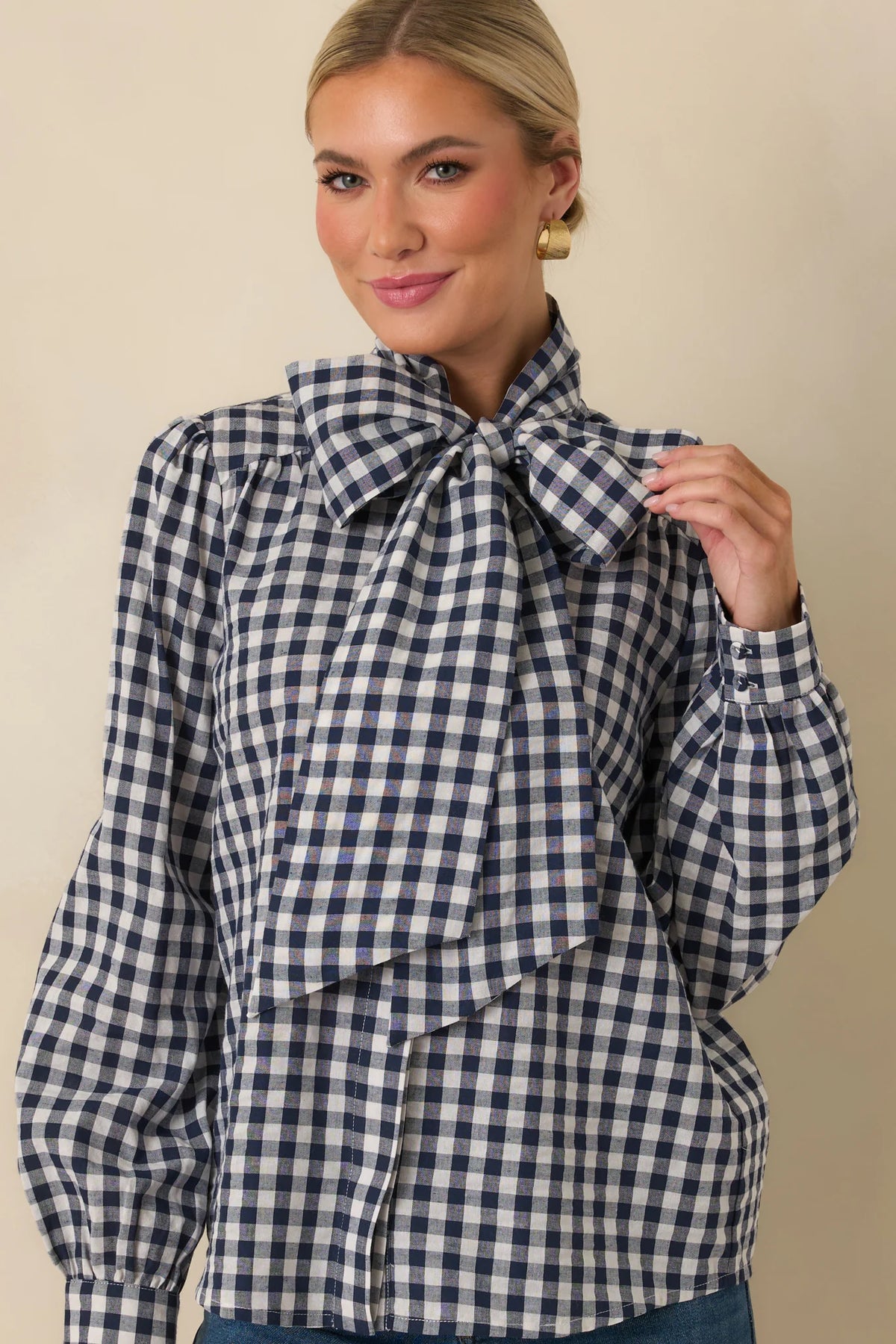 Parker Blouse in Navy Gingham
