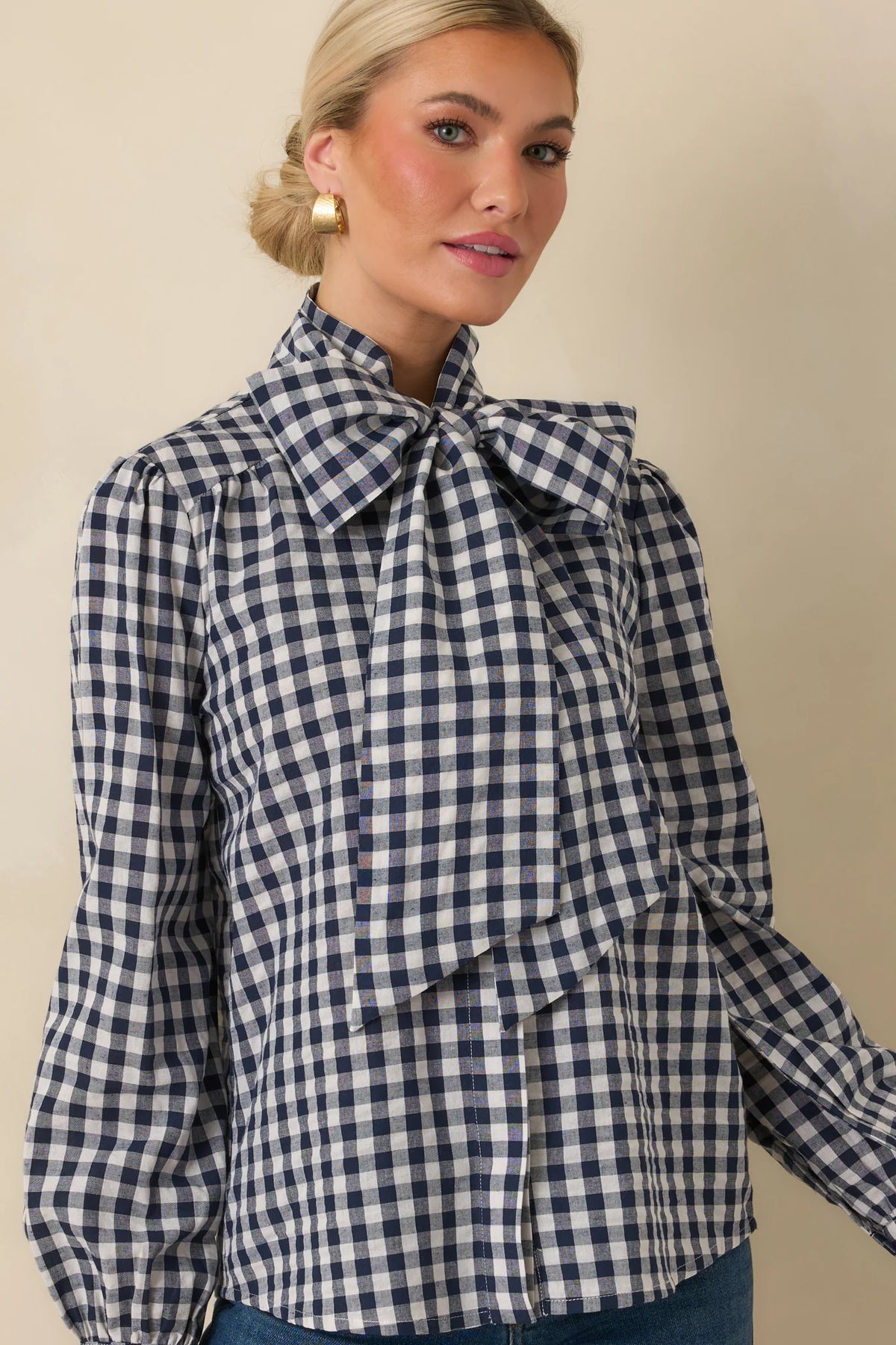 Parker Blouse in Navy Gingham