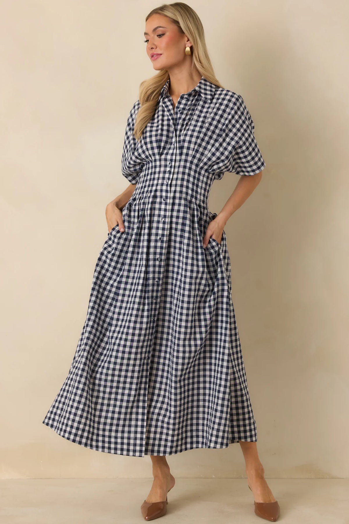 Leighton Dress in Navy Check