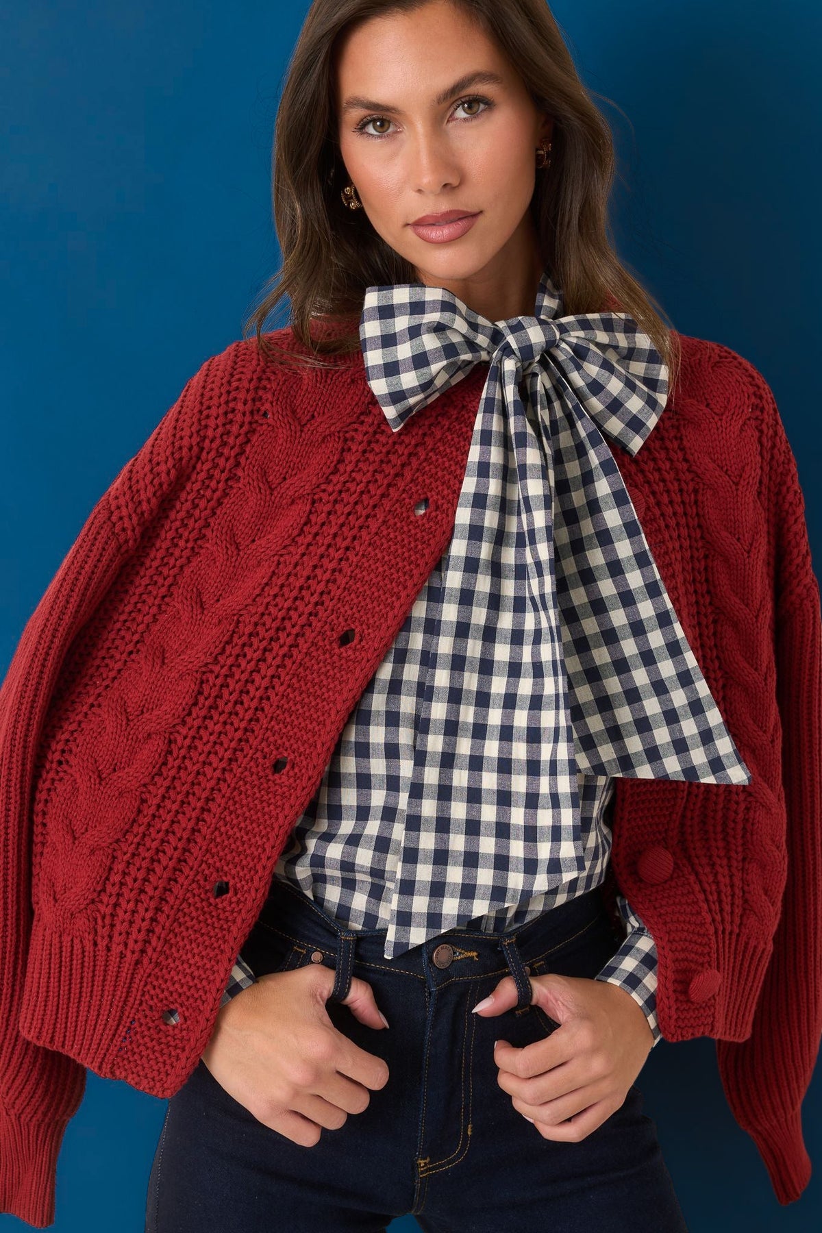Parker Blouse in Navy Gingham