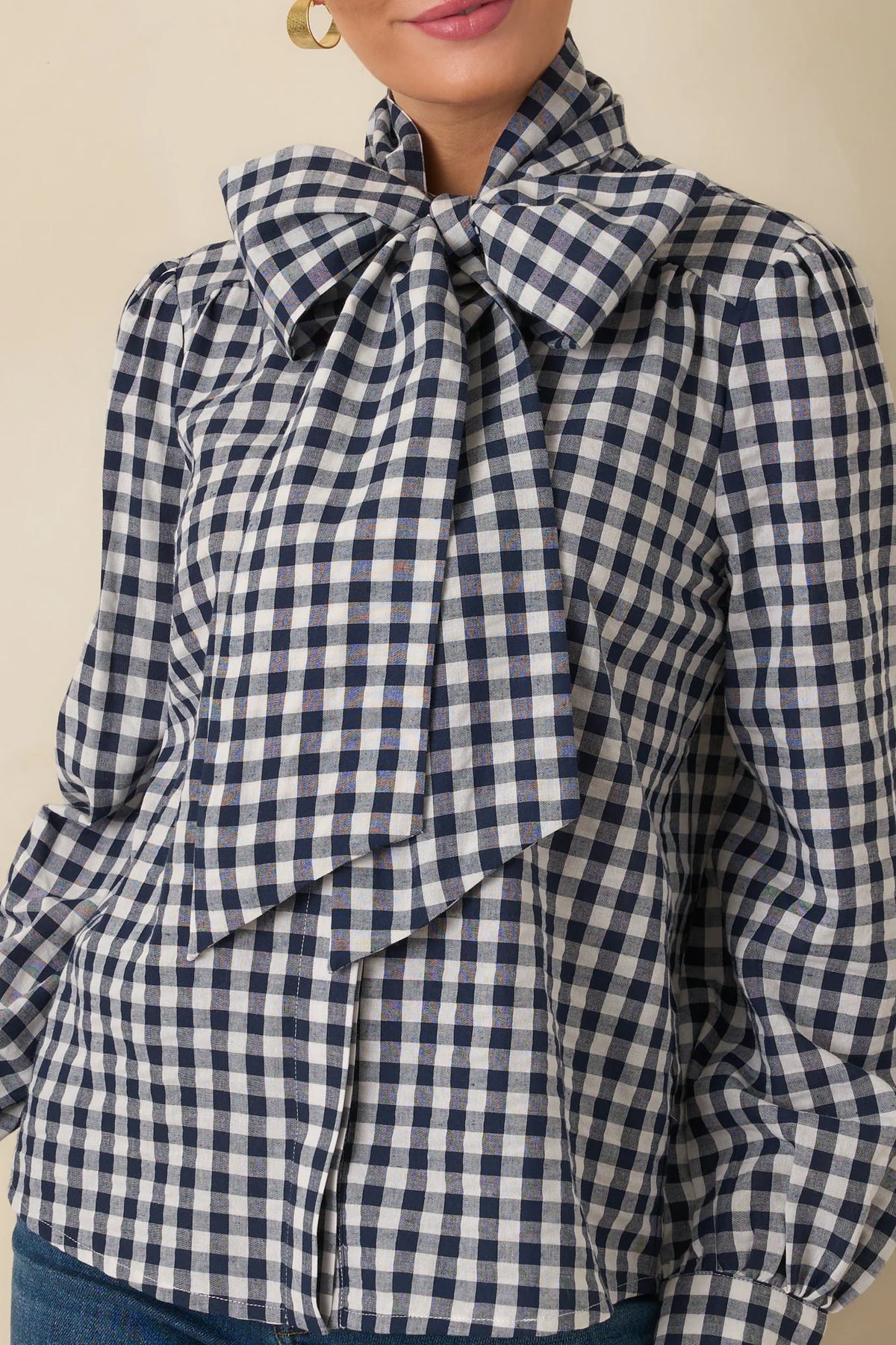 Parker Blouse in Navy Gingham