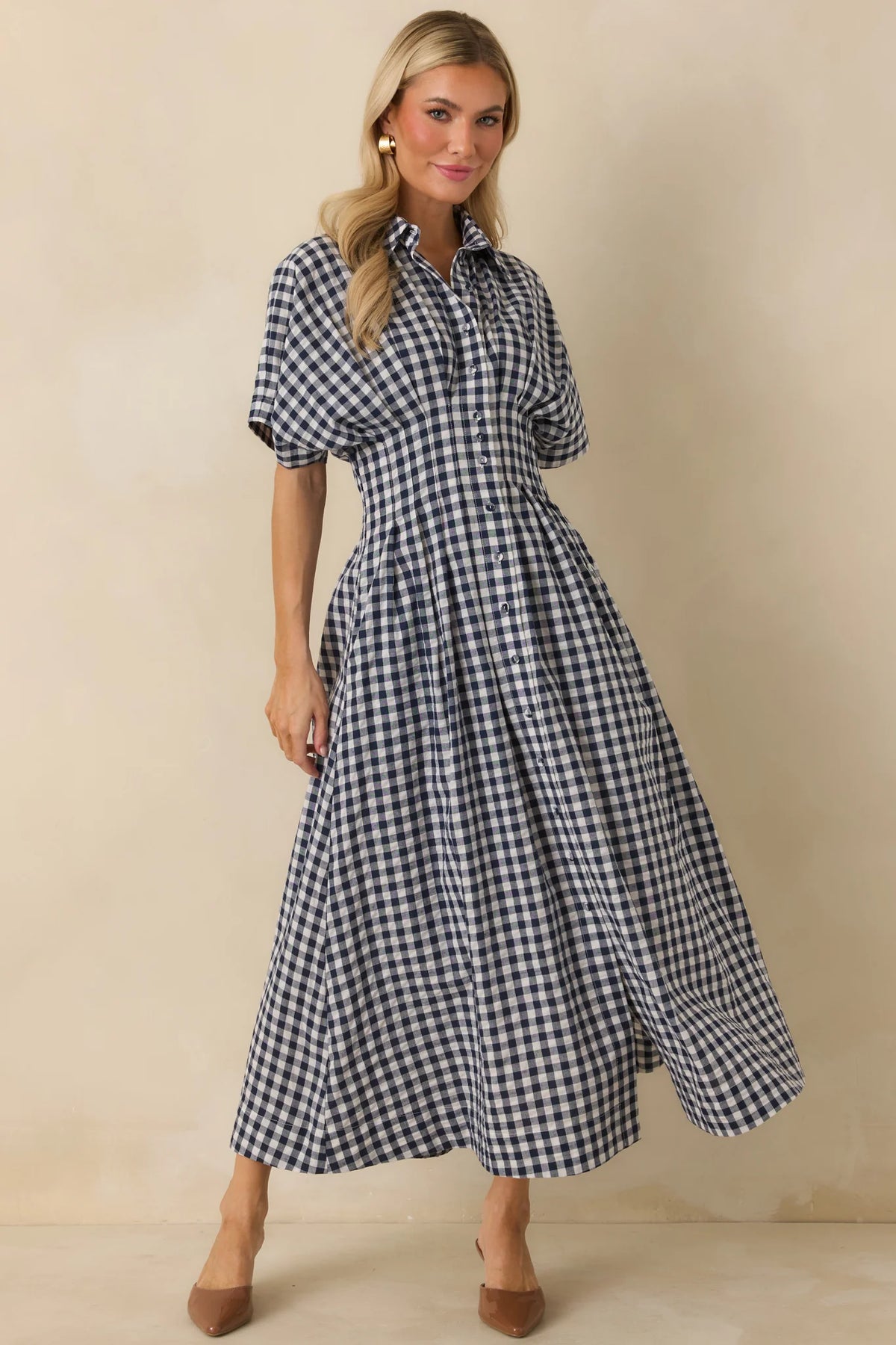 Leighton Dress in Navy Check