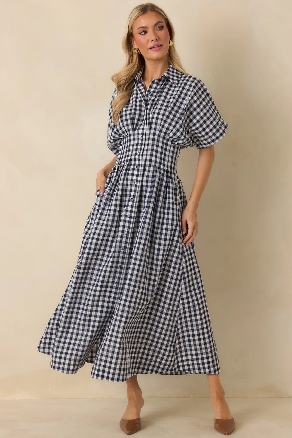 Leighton Dress in Navy Check