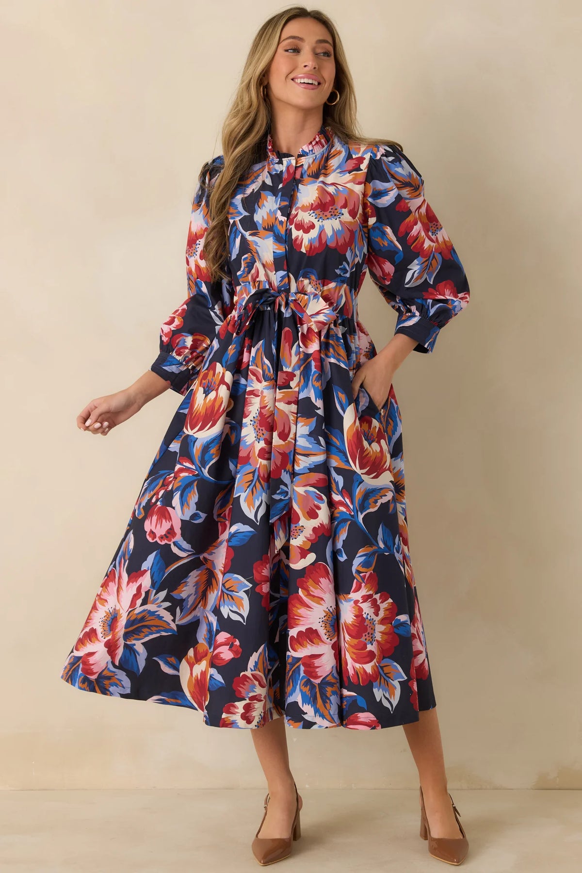 Mayfair Adjustable Dress in Navy Cover Story