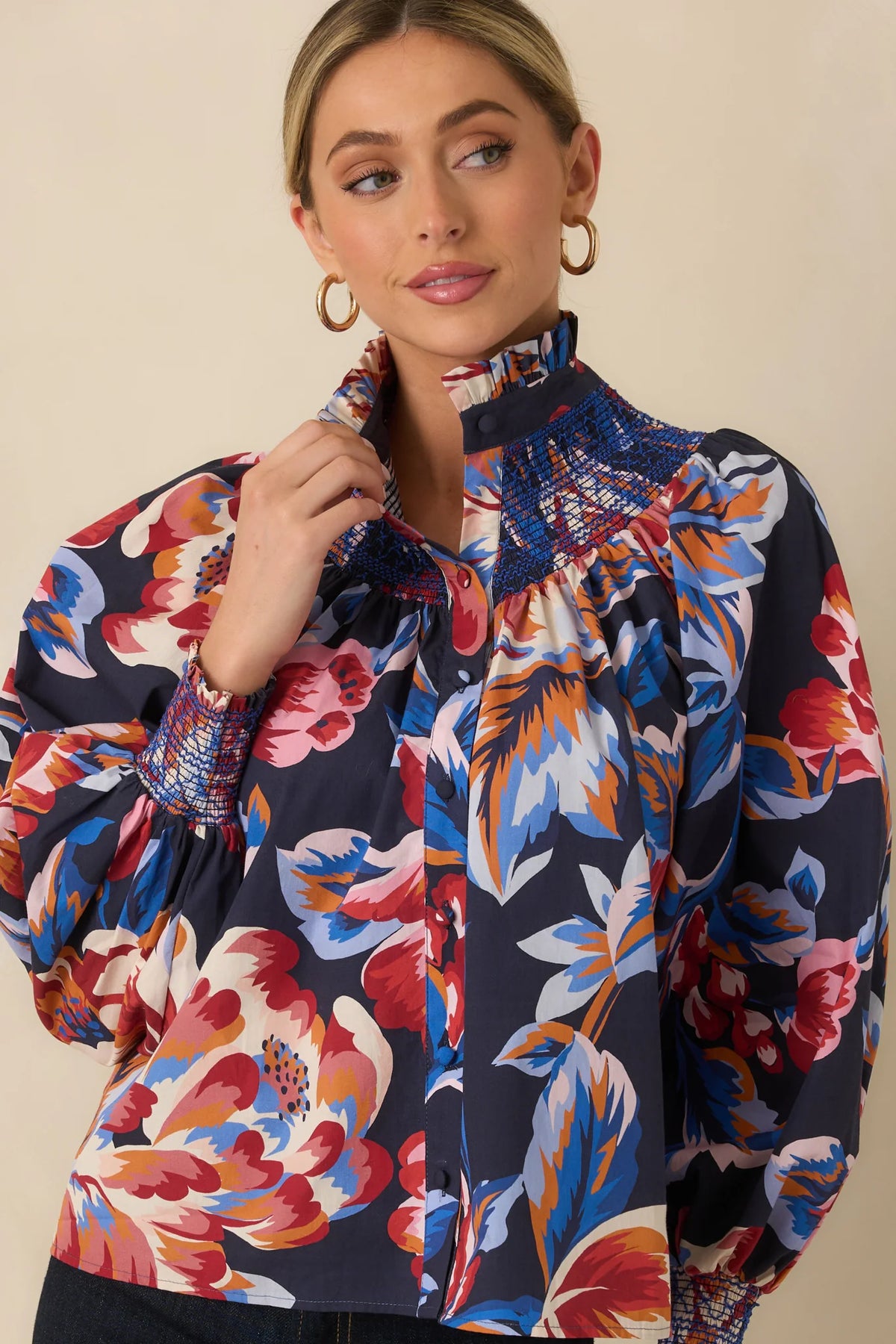 Bedford Blouse in Navy Cover Story