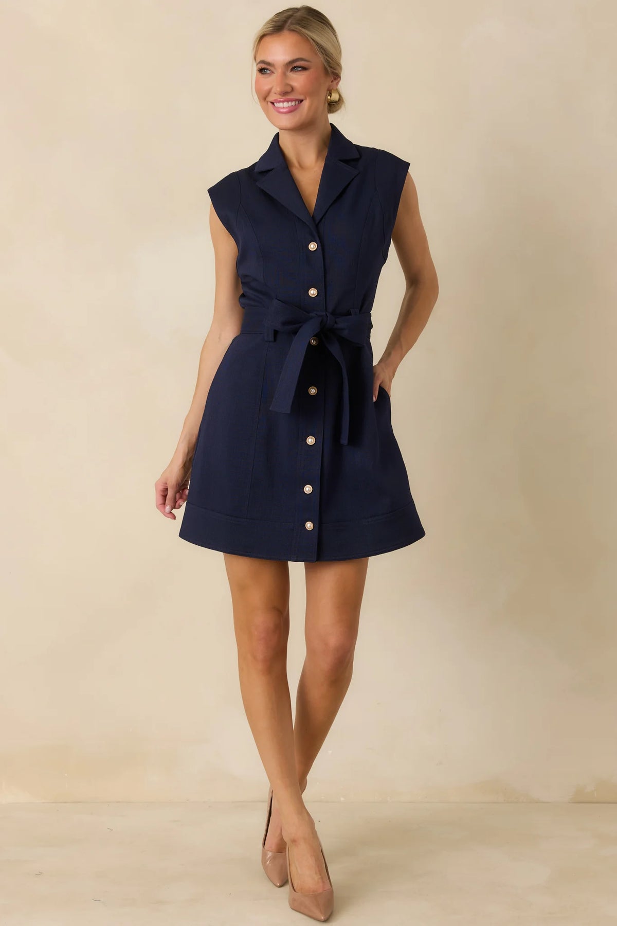 Jackie Mini Dress in Navy Blue