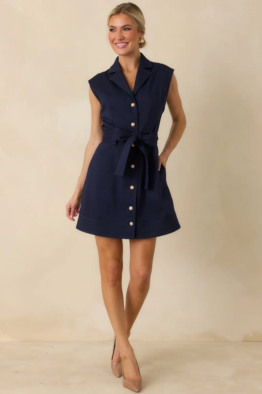 Jackie Mini Dress in Navy Blue