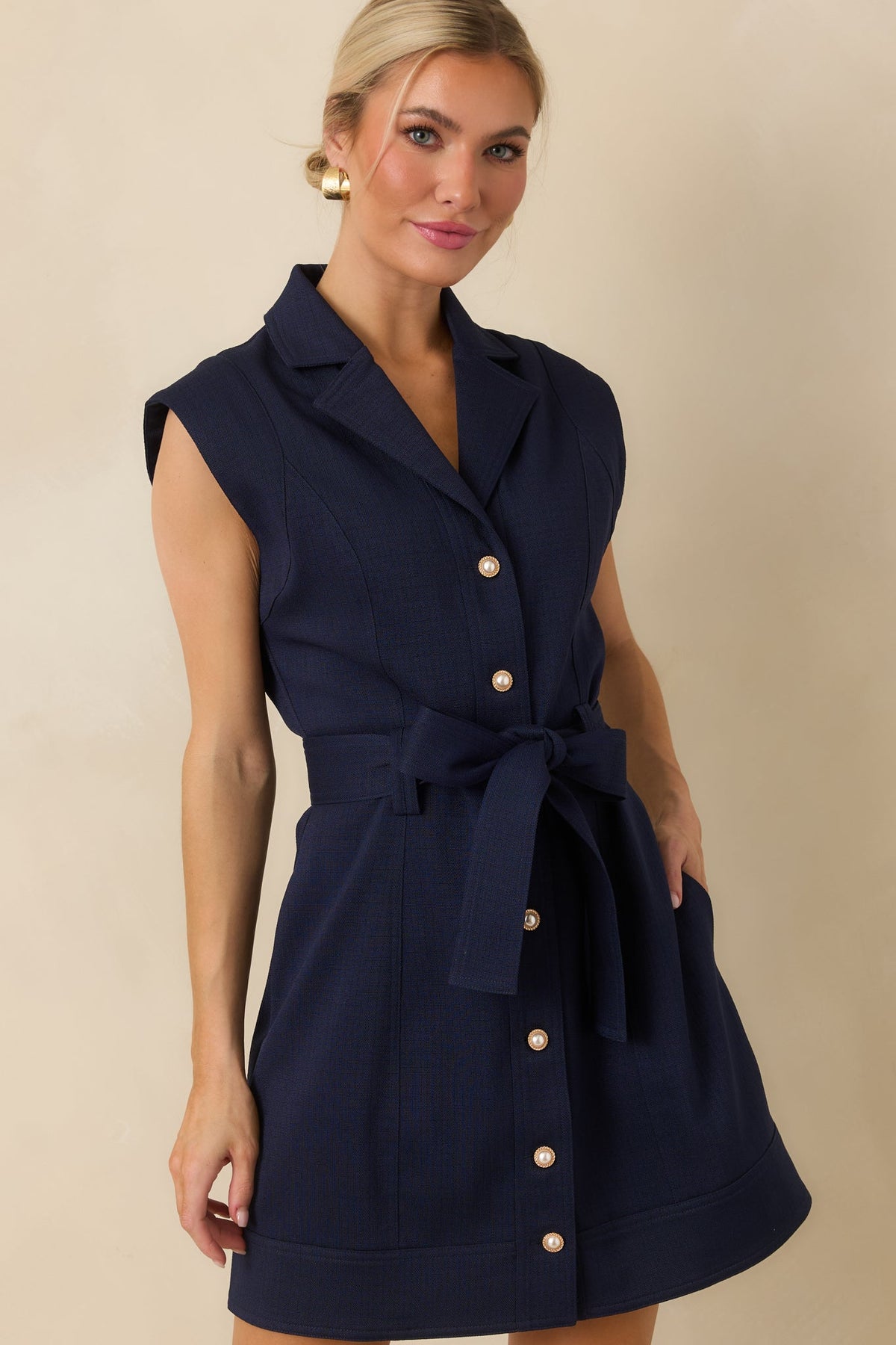 Jackie Mini Dress in Navy Blue