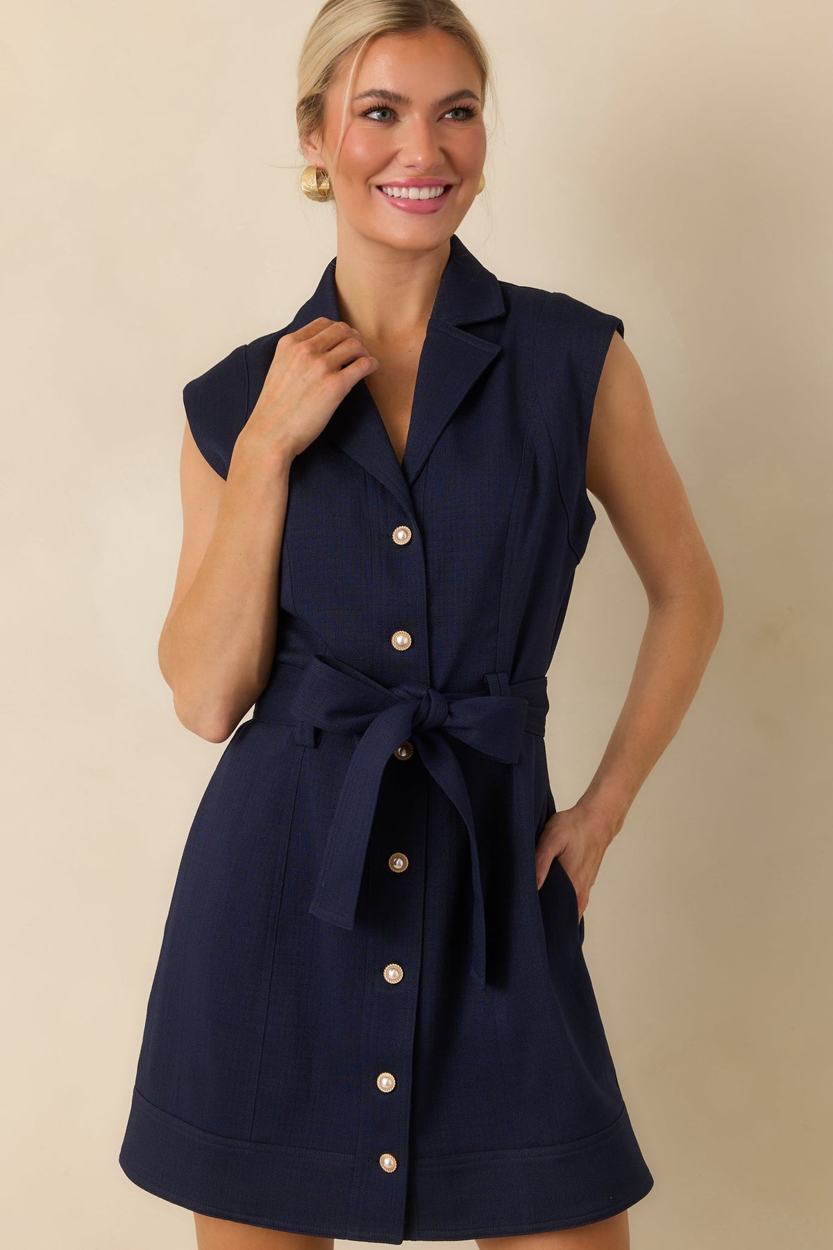 Jackie Mini Dress in Navy Blue
