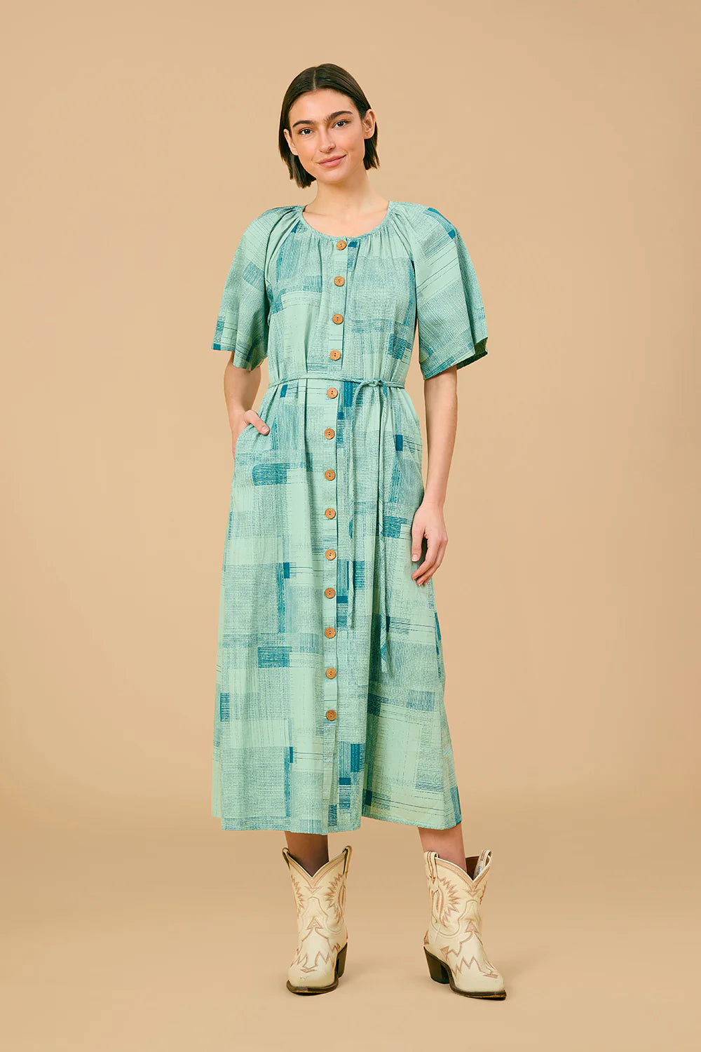 Faye Dress in Blue Print