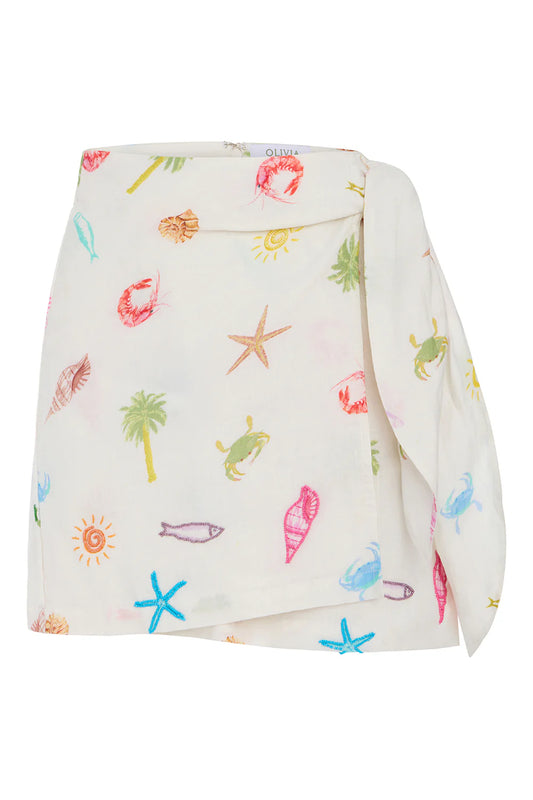 Isla Wrap Skirt in Oceano