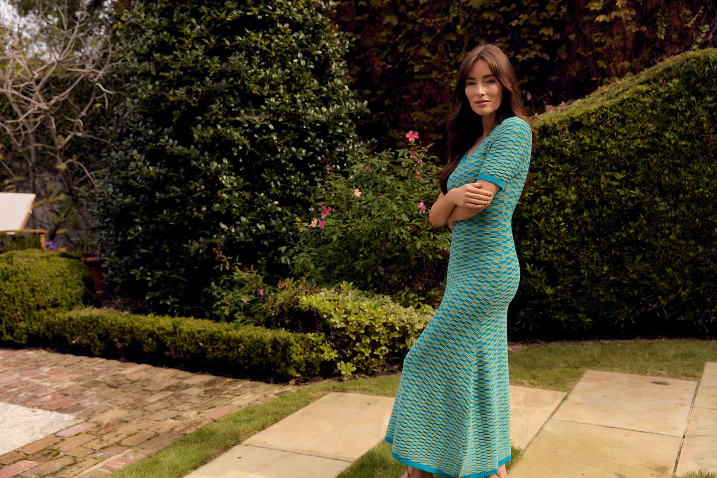 Ava Knit Dress in Turq Knit
