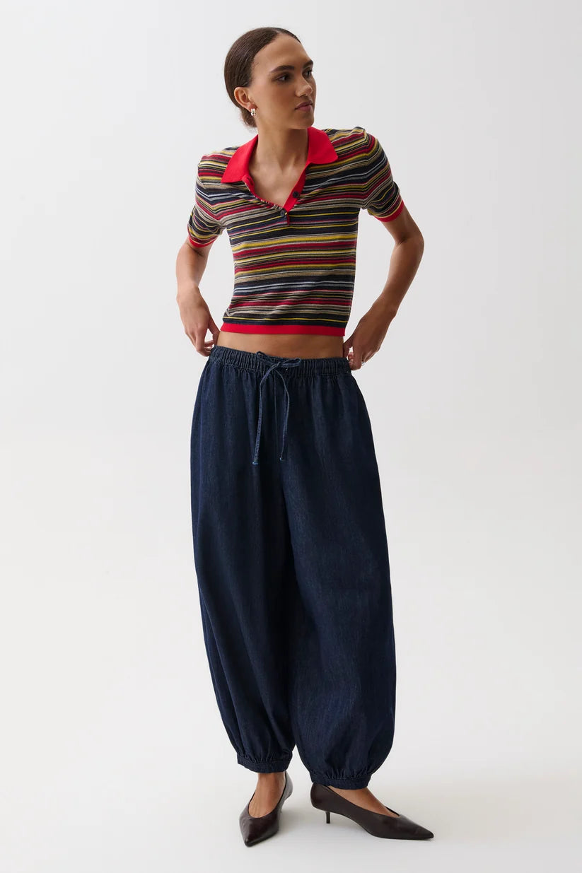 Freya Pull On Harem Pant in Celeste