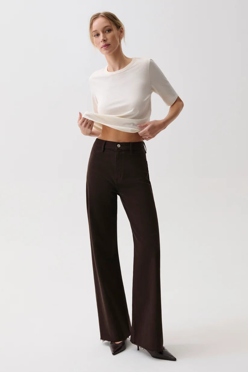 Penny High Rise Wide Leg Jean in Mocha