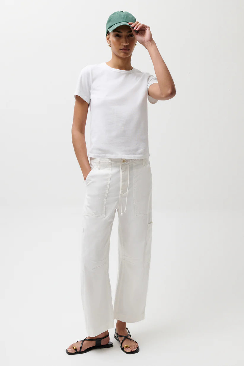 Sabrina Curved Utility Pant in White