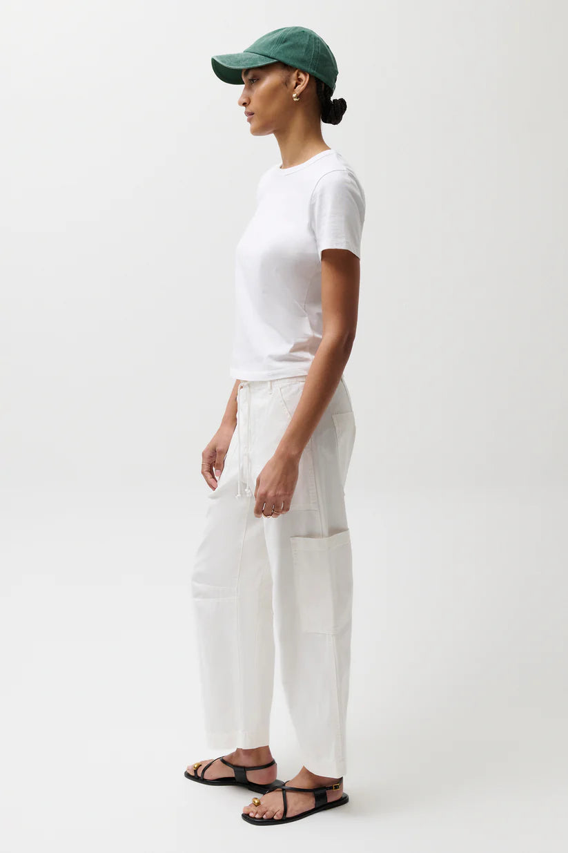 Sabrina Curved Utility Pant in White