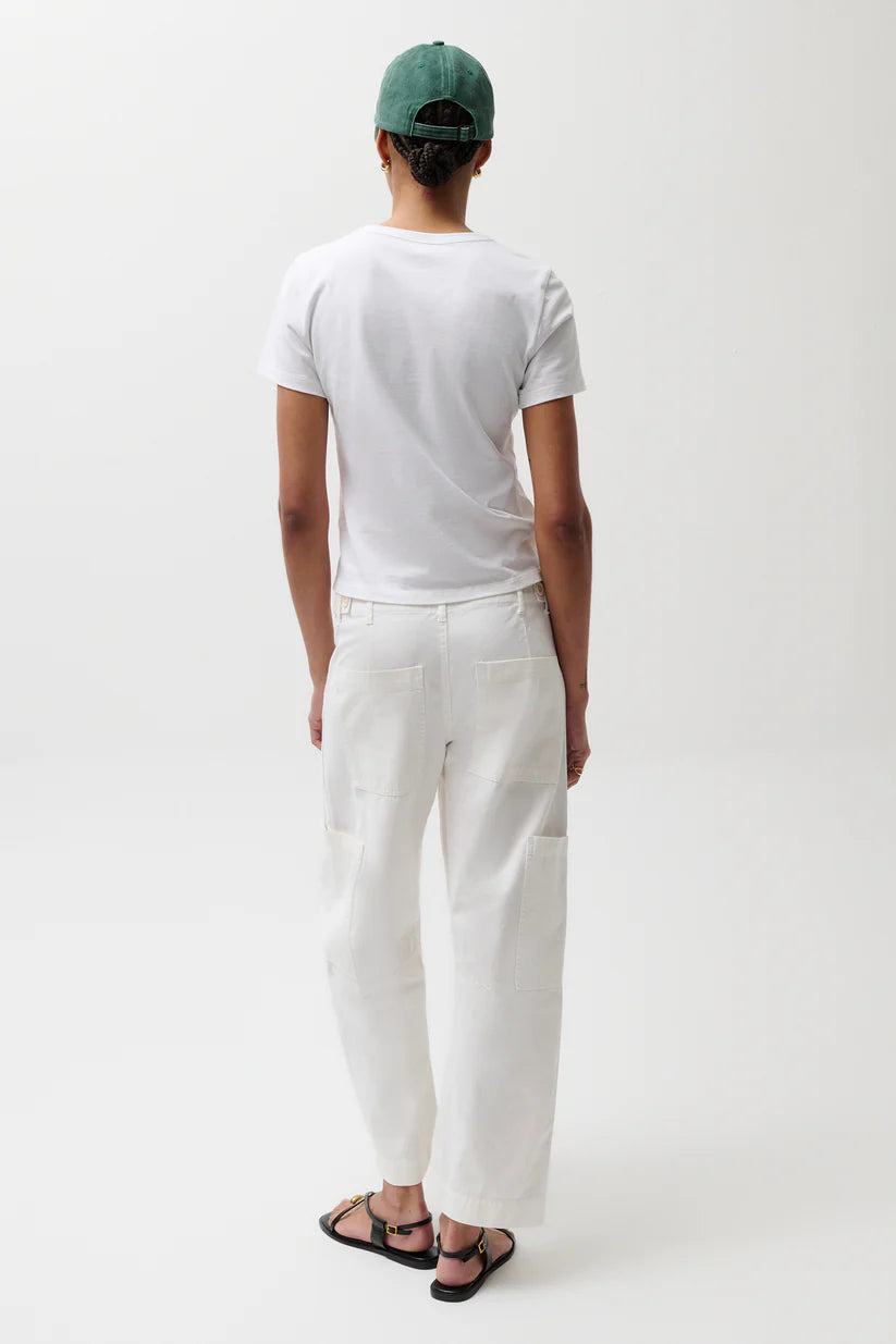 Sabrina Curved Utility Pant in White