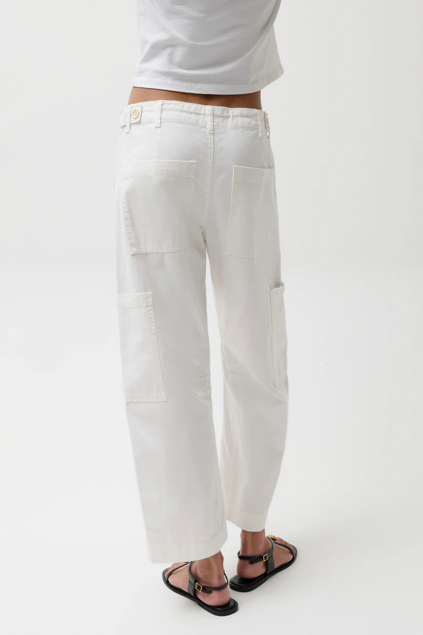 Sabrina Curved Utility Pant in White