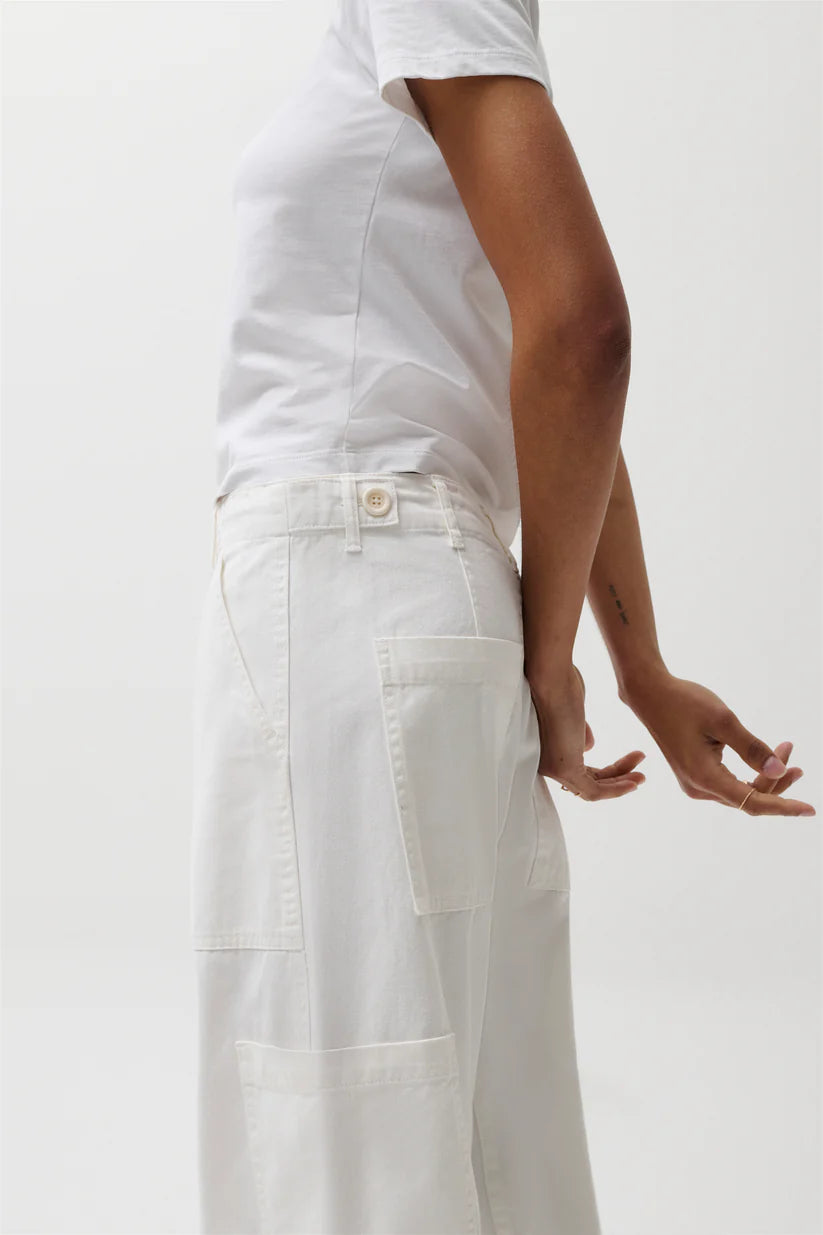 Sabrina Curved Utility Pant in White