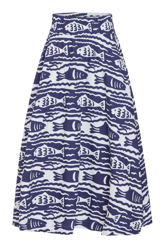 Pavillion Skirt in Fish Print