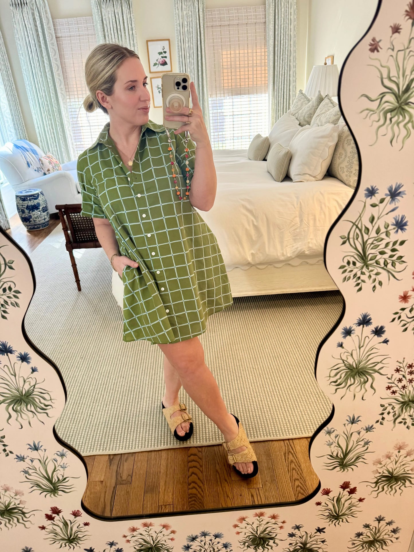 Dock Dress in Boxwood Grid
