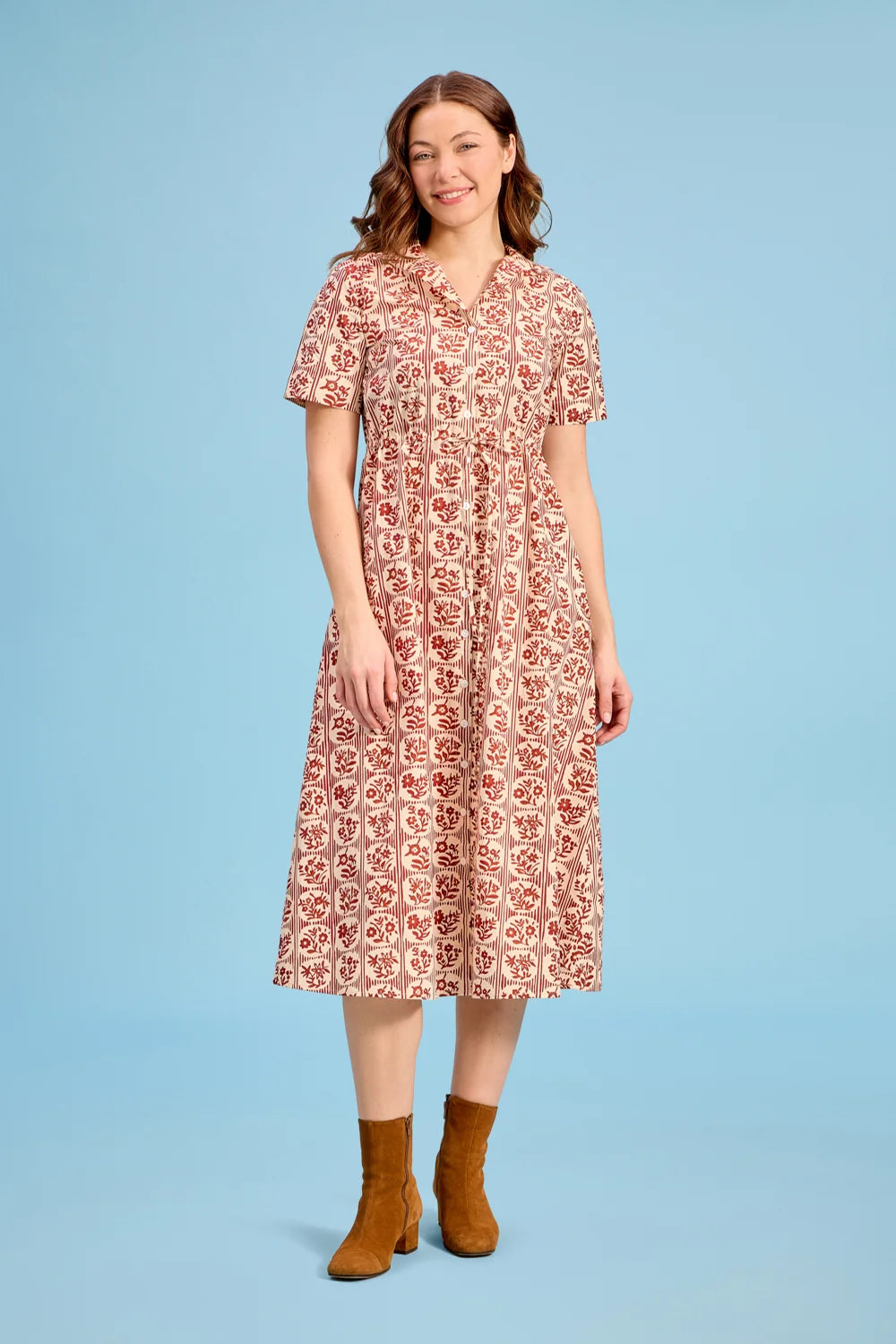Sutton Dress in Brick Bloom