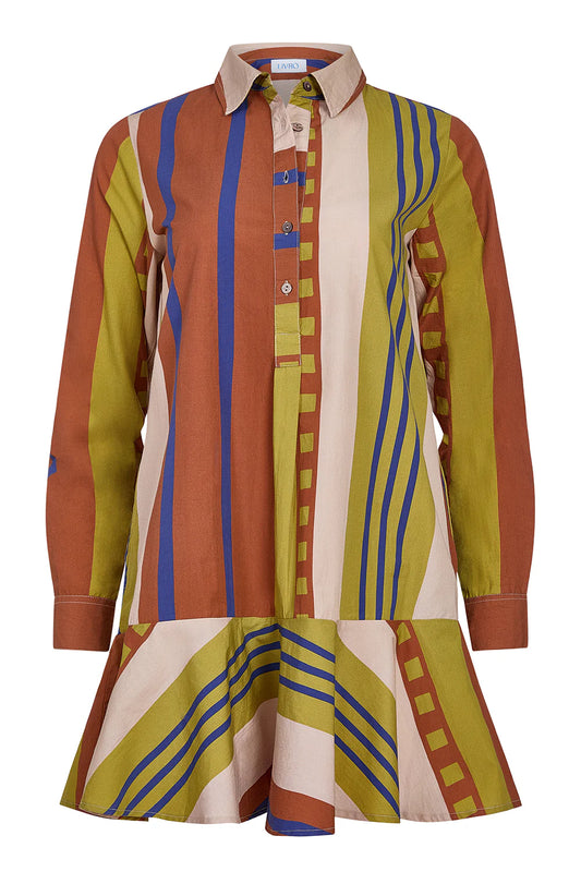 Polly Dress in Maple Stripes