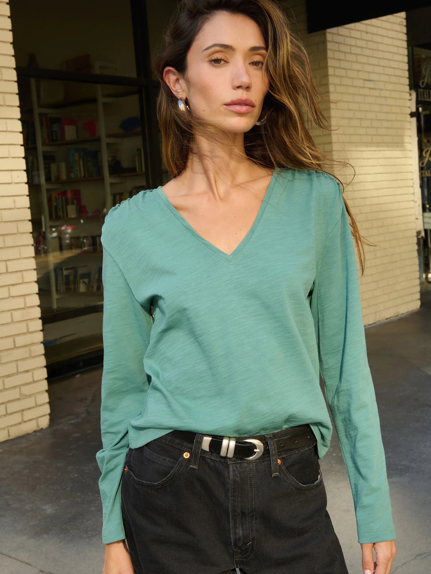 Remi V-Neck Top in Sagebrush