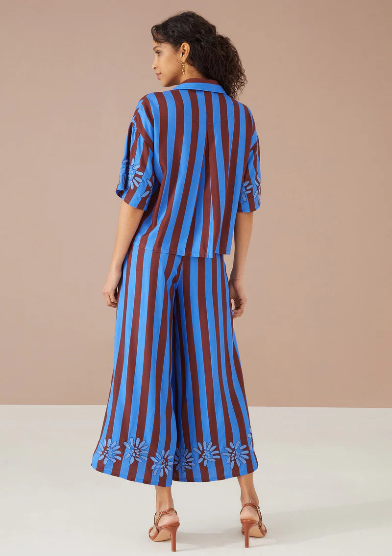 Roxy Shirt in Cinnamon Stripe Embroidery