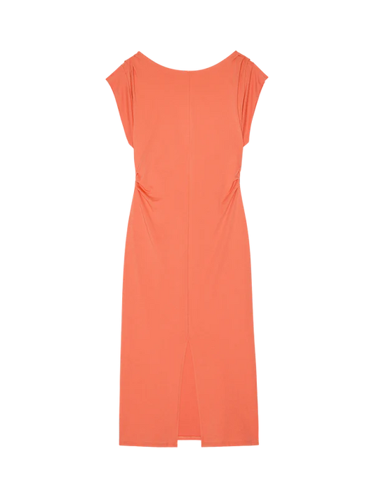 Salma Pleated Midi in Coral Kiss