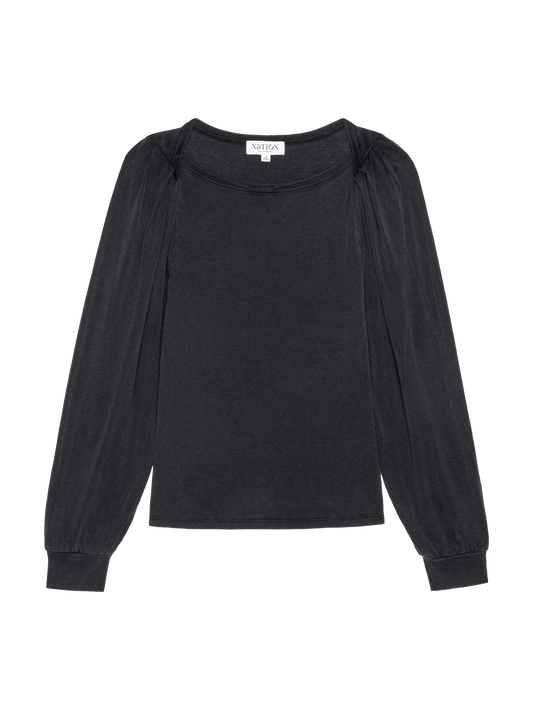 Sammy Envelope Neck Tee in Vintage Black