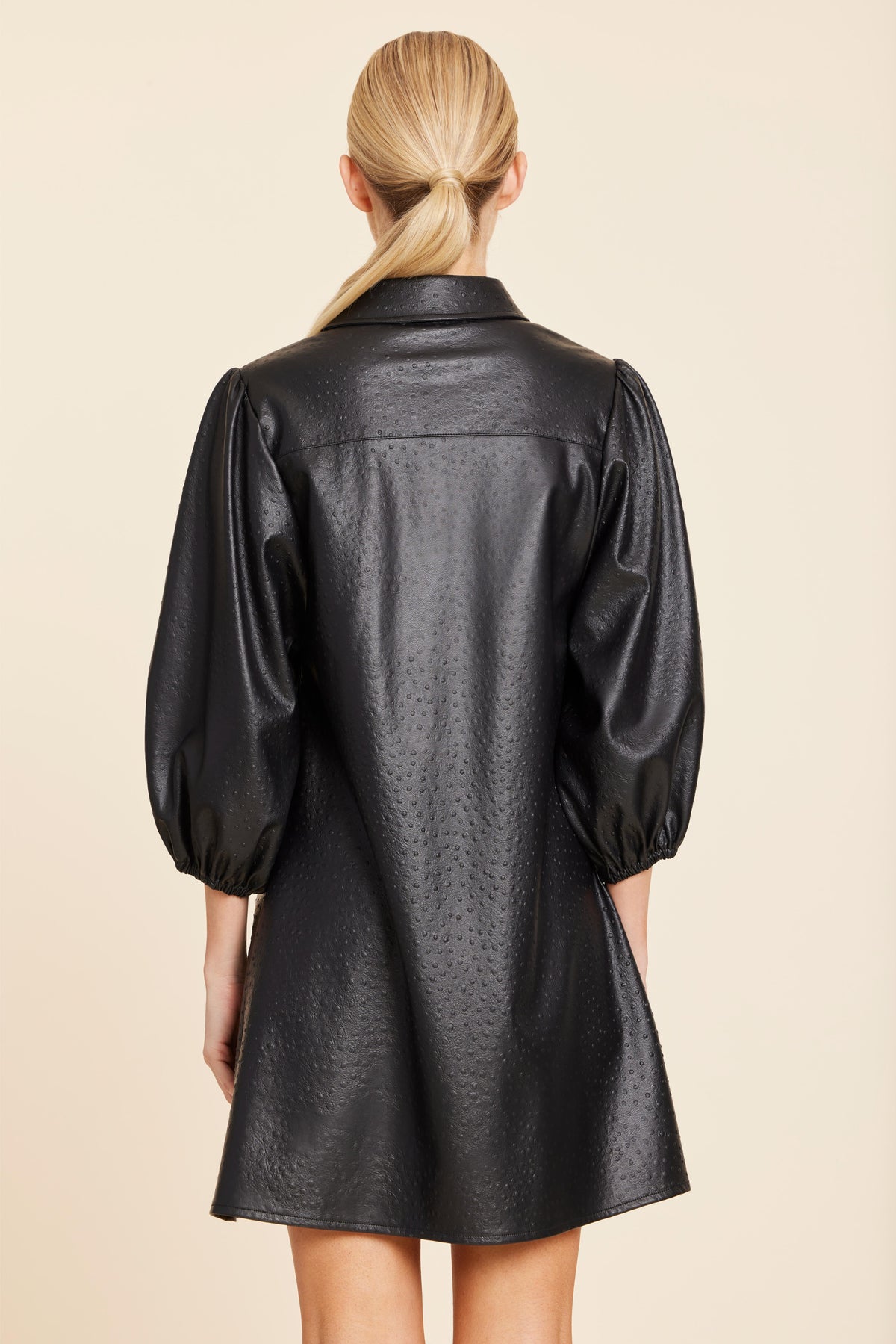 Ostrich Embossed Exaggerated Short Dress