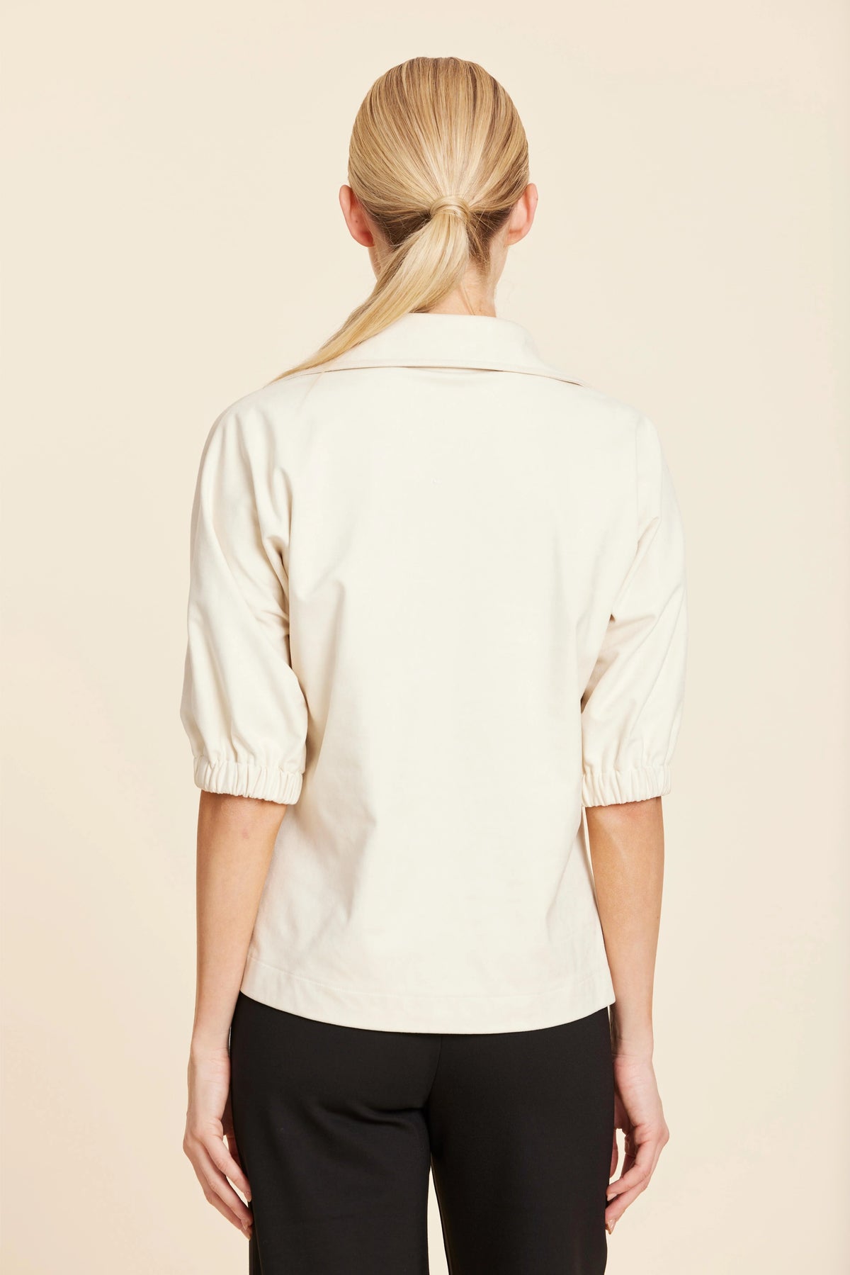 Faux Suede Johnny Collar Top