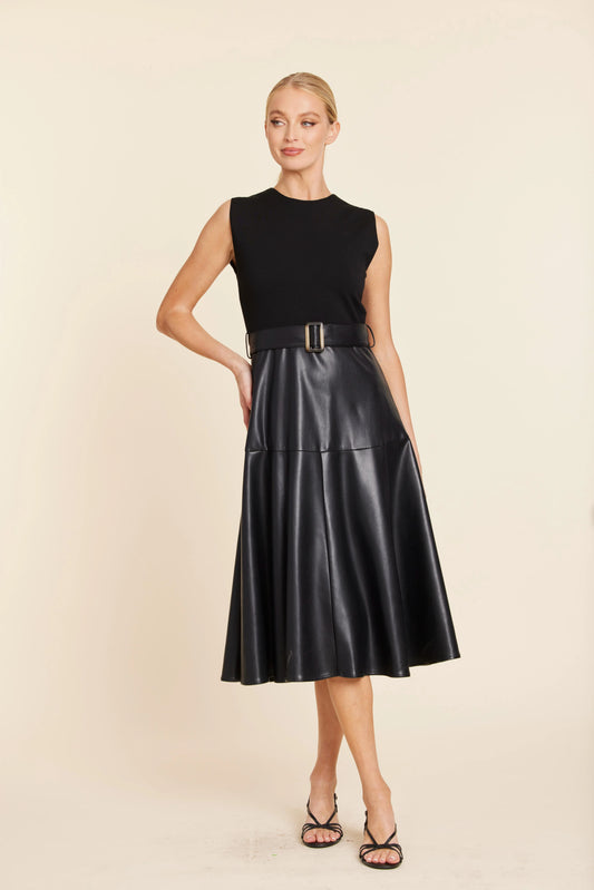 Mixed Media Skater Midi Dress