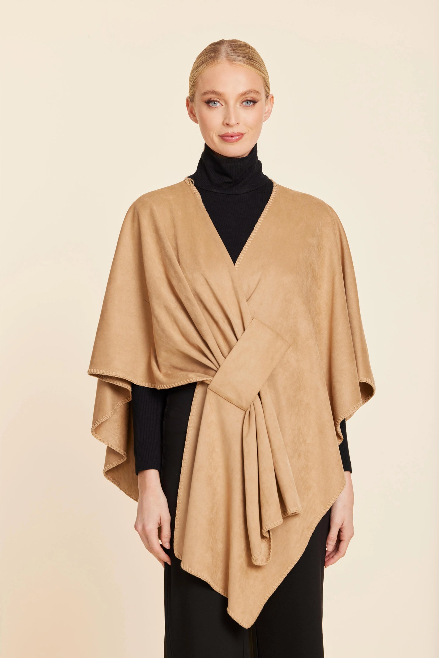 Faux Suede Whipstitch Wrap
