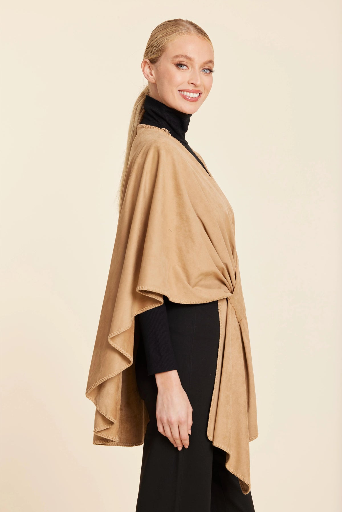 Faux Suede Whipstitch Wrap
