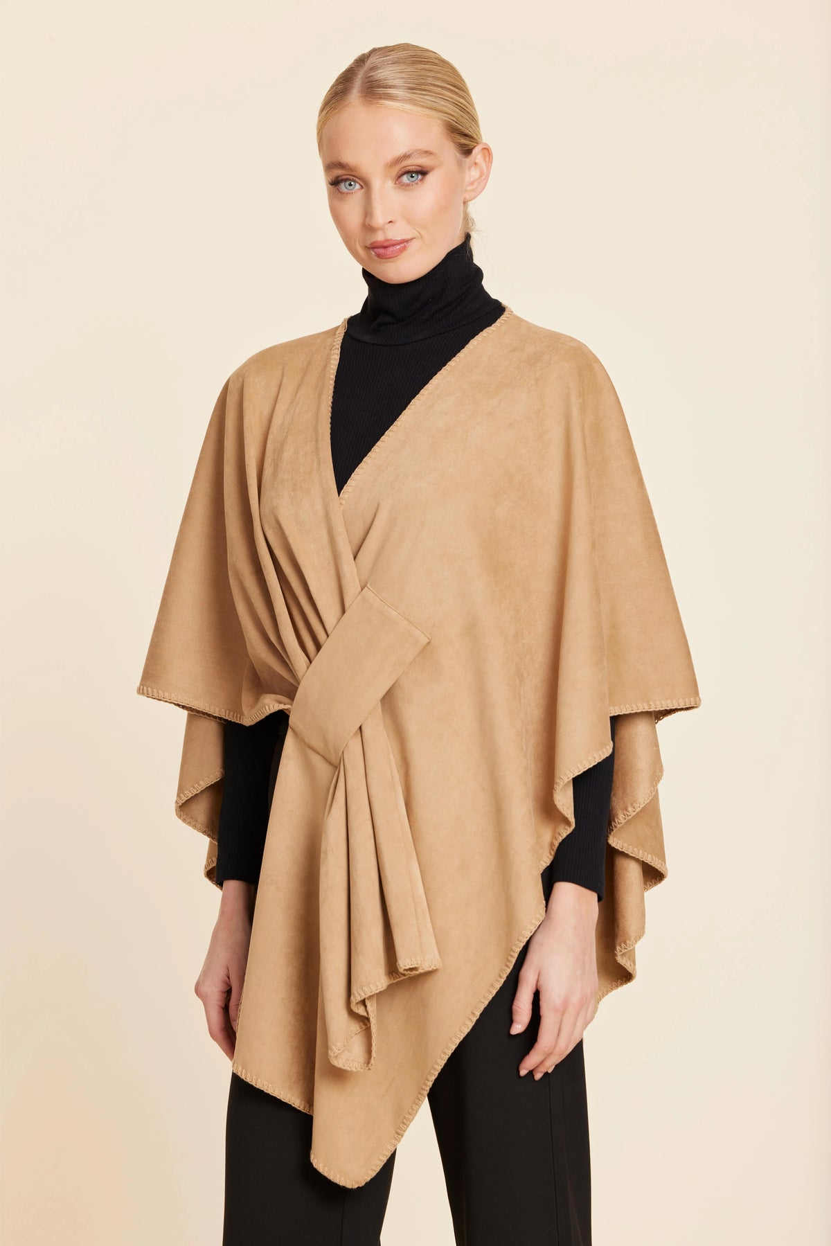 Faux Suede Whipstitch Wrap