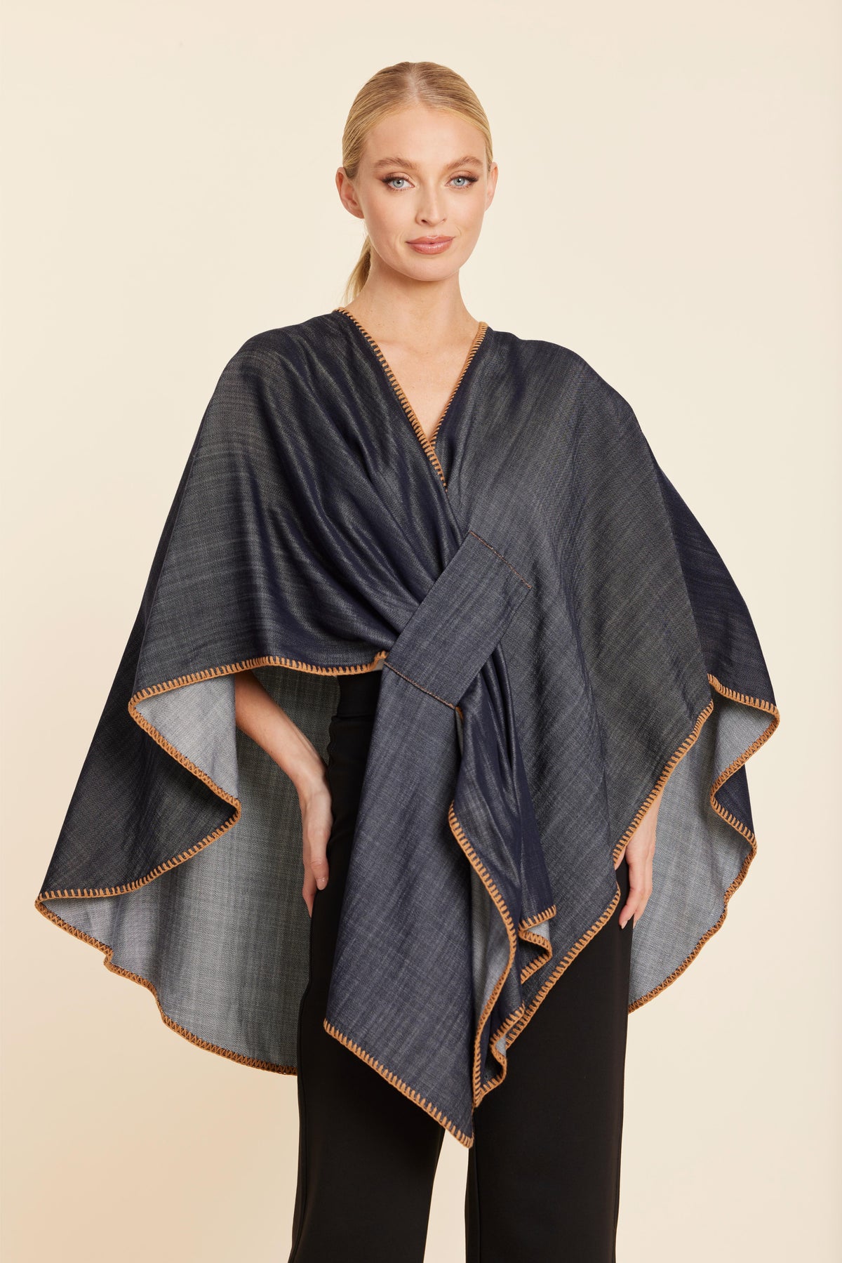 Faux Suede Whipstitch Wrap