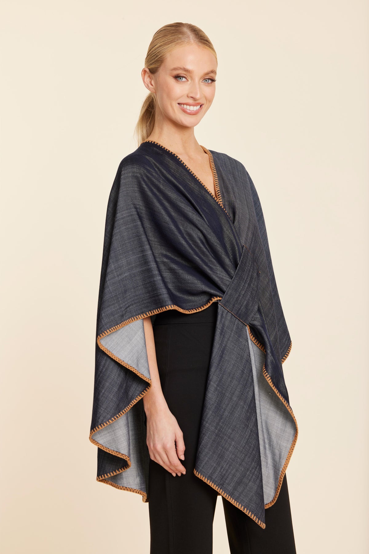 Faux Suede Whipstitch Wrap