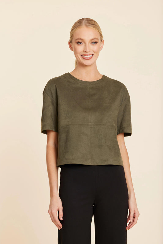 Faux Suede Cropped Tee