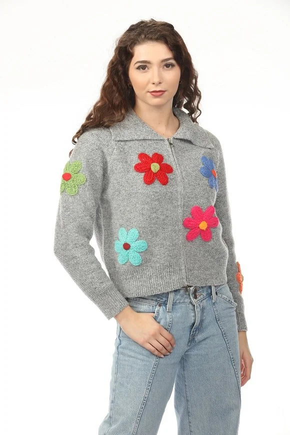 Daisy Floral Zip Knit
