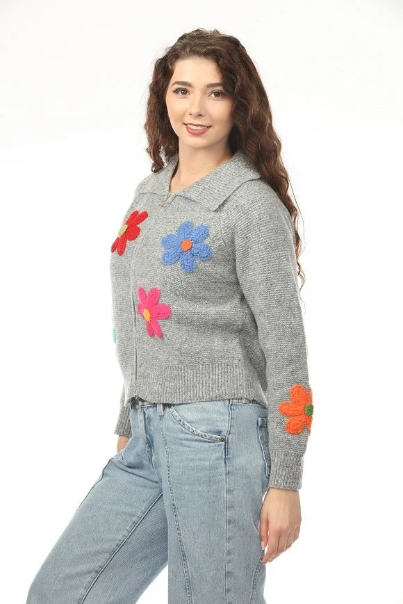 Daisy Floral Zip Knit