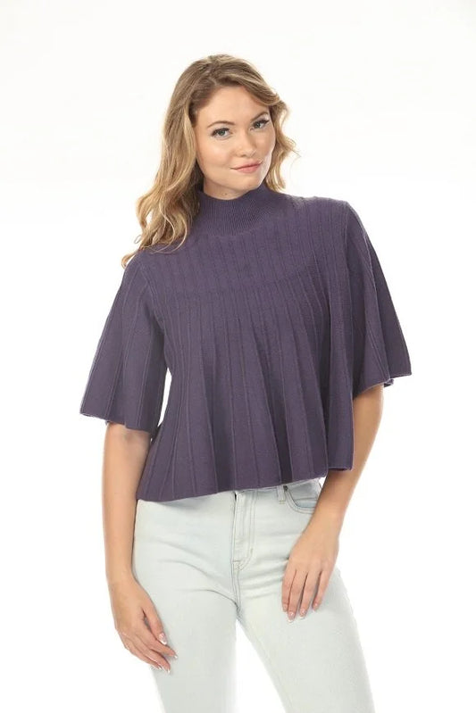 Liora Pleated Mock Neck Knit