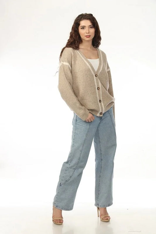 Brielle Contrast Trim Knit Cardigan