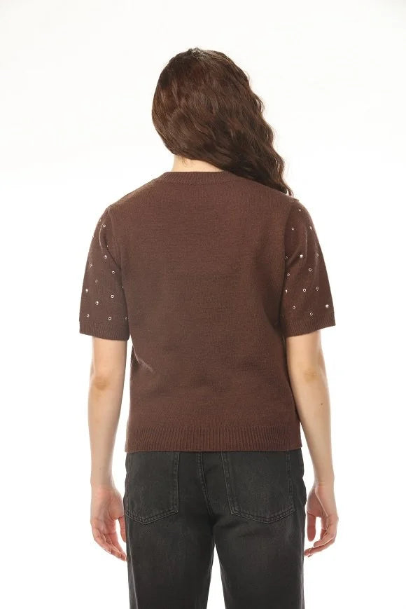Rosalie Embellished Sleeve Knit Sweater
