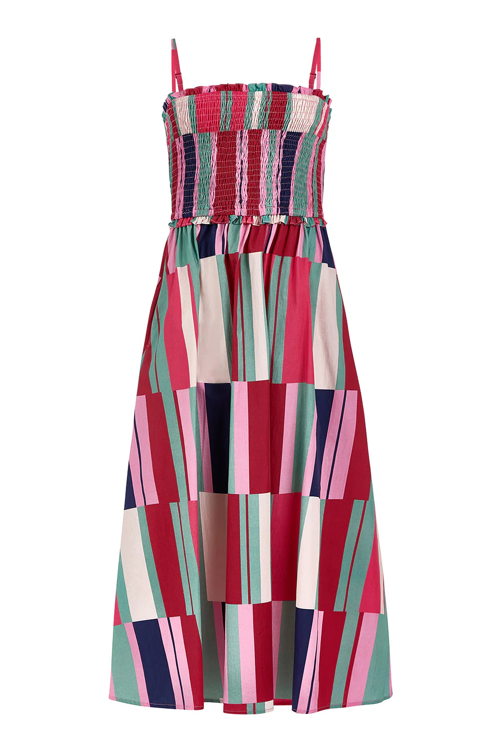 Smocked Dress in Woodland Stripes