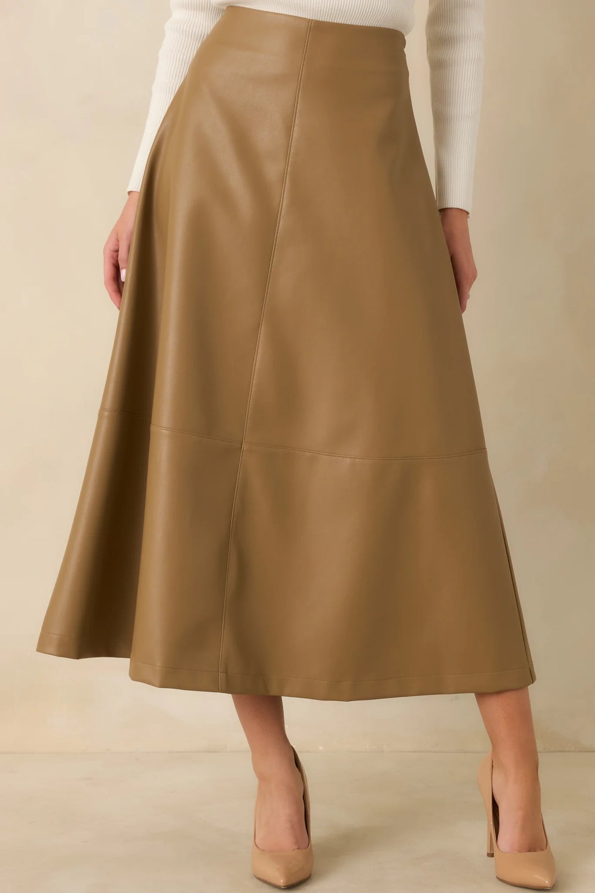 Callahan Vegan Leather Skirt in Camel